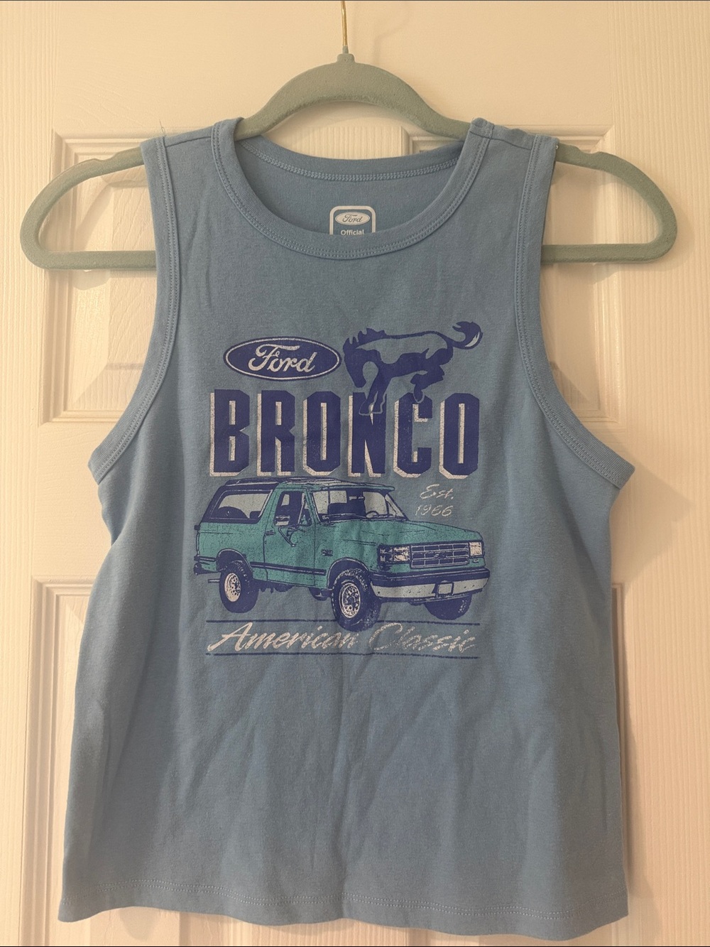 Ford Light Blue Tank with Navy Bronco Graphic
